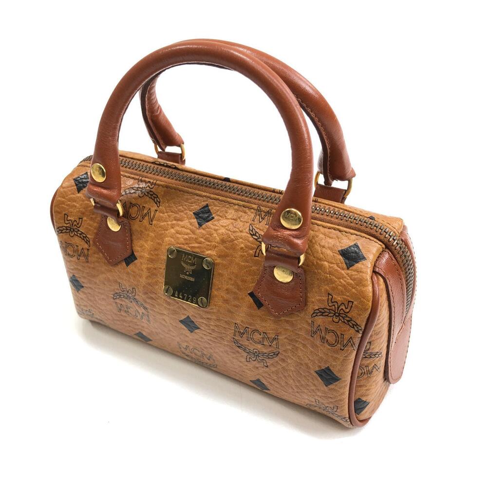 MCM Boston bag signature Cognac Visetos canvas brown